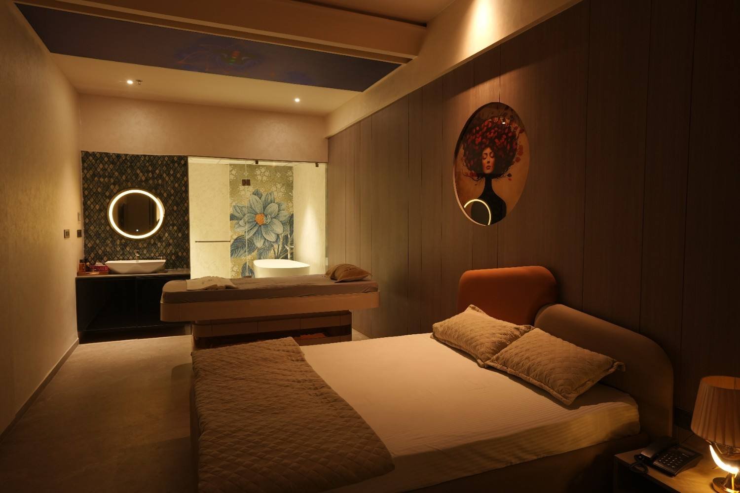 Spa room with darker warm light at The Bliss